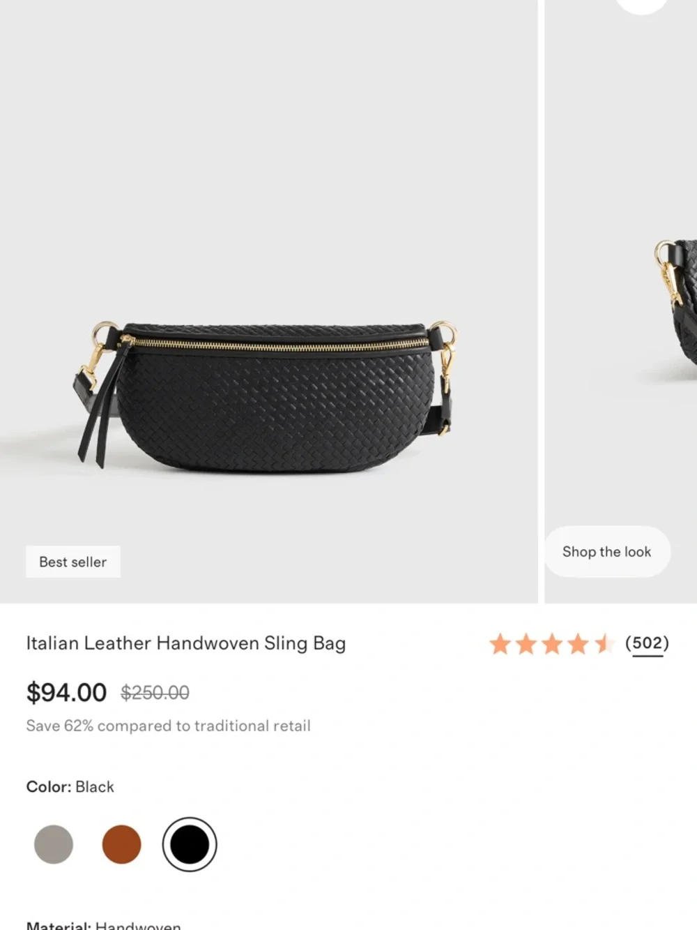 Quince Italian Leather Handwoven Sling Bag - Picture 3 of 6